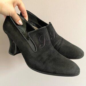 Vintage Sonia Rykiel Black Suede Loafer Heels - 5.5, Made in Italy 🇮🇹